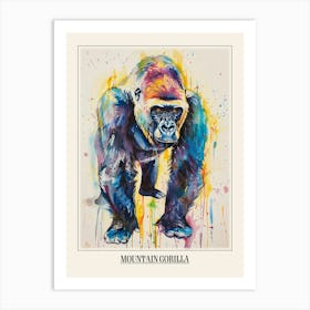 Mountain Gorilla Colourful Watercolour 2 Poster Art Print