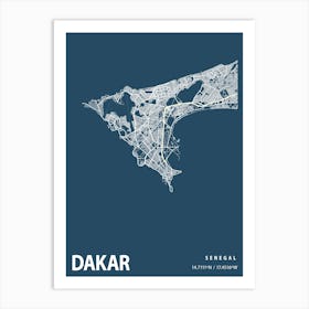 Dakar Blueprint City Map 1 Art Print