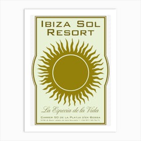 Ibiza Sol Resort Vintage Luggage Sticker Art Print