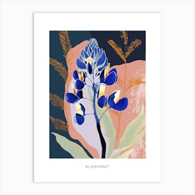 Colourful Flower Illustration Poster Bluebonnet 2 Art Print