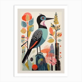 Colourful Scandi Bird Common Loon 1 Art Print