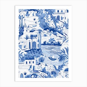 Santorini, Greece, Inspired Travel Pattern 2 Art Print