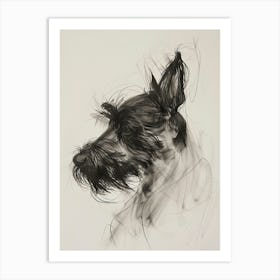 Scottish Terrier Dog Charcoal Line 1 Art Print