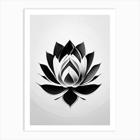 Double Lotus Black And White Geometric 2 Art Print
