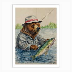 Brown Bear Fishing Art Print