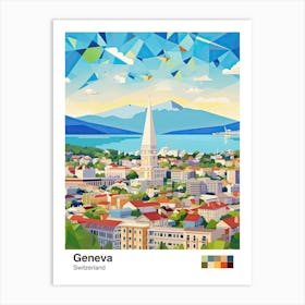 Geneva, Switzerland, Geometric Illustration 1 Poster Art Print