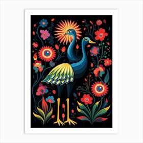 Folk Bird Illustration Emu 2 Art Print