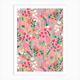 Mary's Garden - Peach Pink Art Print
