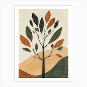 Teak Tree Minimal Japandi Illustration 4 Art Print