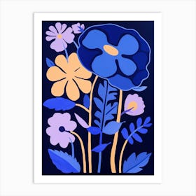 Blue Flower Illustration Statice 1 Art Print