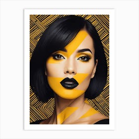 Pop Art Woman Portrait Abstract Geometric Art (15) Art Print