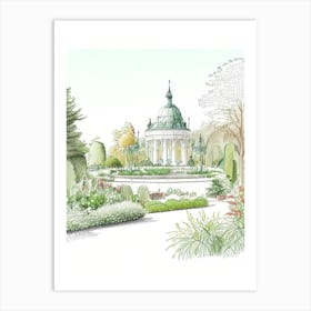 Schönbrunn Palace Gardens, Austria Vintage Pencil Drawing Art Print