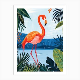 Greater Flamingo Bolivia Tropical Illustration 9 Art Print