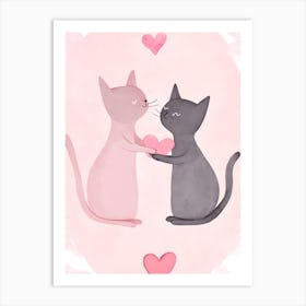 Valentines Love Cats Art Print