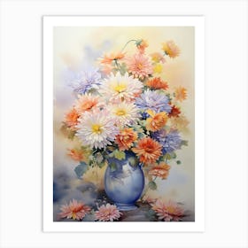 Floral Harmony: Chrysanthemum Vase Poster Art Print