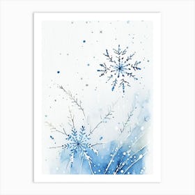 Snowflakes On A Field, Snowflakes, Minimalist Watercolour 1 Art Print