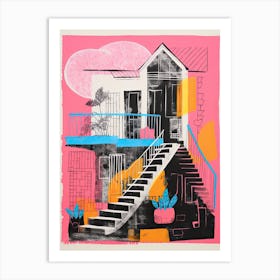 A House In Cape Town, Abstract Risograph Style 1 Art Print