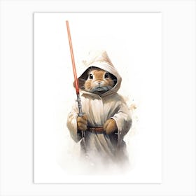 Bunny Rabbit As A Jedi Watercolour 2 Art Print