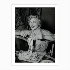 American Actress Joan Davis Eating Spaghetti, Circa 1955 Art Print