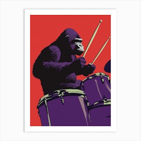 Gorilla Playing Drums Art Print