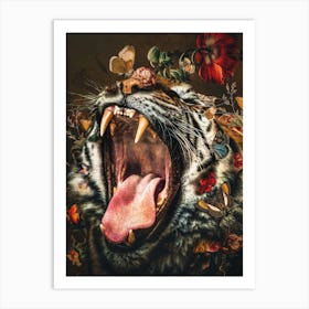 Tiger With Flowers 1 Art Print