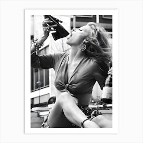 Woman Drinking Champagne Art Print