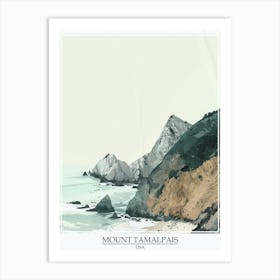 Mount Tamalpais Usa Color Line Drawing 1 Poster Art Print