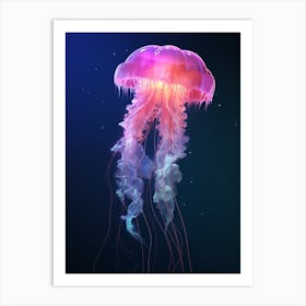 Sea Nettle Jellyfish Neon Illustration 4 Art Print