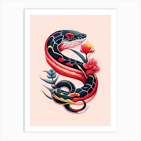 Eastern Coral Snake Tattoo Style Art Print