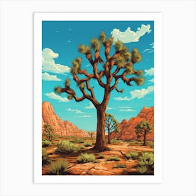  Retro Illustration Of A Joshua Trees In Grand Canyon 2 Art Print