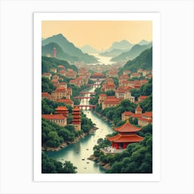 Chinese City Art Print