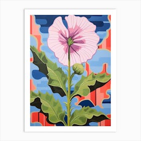 Hollyhock 3 Hilma Af Klint Inspired Pastel Flower Painting Art Print