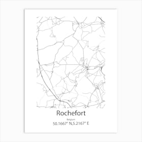 Rochefort,Belgium Minimalist Map Art Print