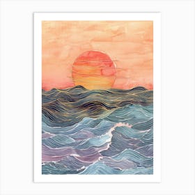 Sunset In The Ocean 2 Art Print