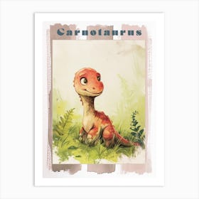 Cute Carnotaurus Dinosaur Watercolour 2 Poster Art Print