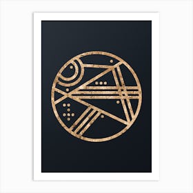 Abstract Geometric Gold Glyph on Dark Teal n.0068 Art Print