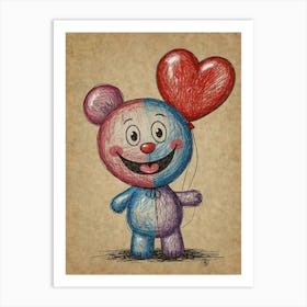 Teddy Bear With Balloon Art Print