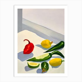 Poblano Pepper Tablescape vegetable Art Print