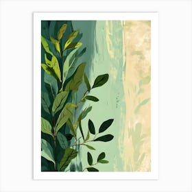 Abstract Background With Green Leaves Art Print