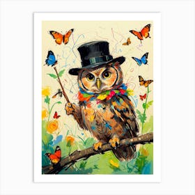 Owl With A Hat Art Print