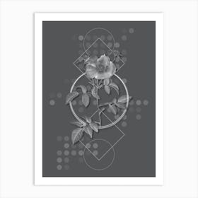 Vintage Stapelia Rose Bloom Botanical with Line Motif and Dot Pattern in Ghost Gray n.0363 Art Print