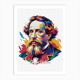 Charles Dickens 1 Portrait WPAP Pop Art Art Print