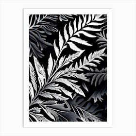 Yew Leaf Linocut 1 Art Print