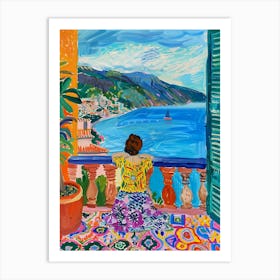 Woman Looking At The Sea Art Print