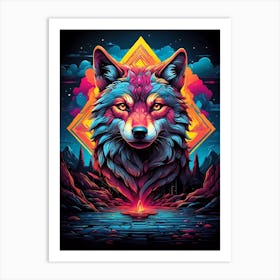 Psychedelic Wolf 8 Art Print