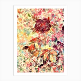 Impressionist White Rose Botanical Painting in Blush Pink and Gold n.0034 Art Print