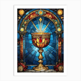 Stained Glass of Holy Grail Art Print