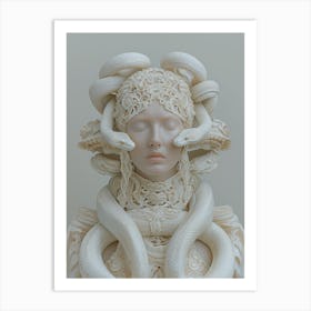 "Surreal Fashion: Woman with Snakes Headdress" Art Print