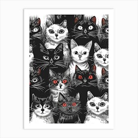 Perfectly Repeatable Artwork With Cute Cat Faces 32 Art Print