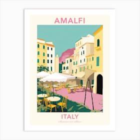 Amalfi, Italy, Flat Pastels Tones Illustration 7 Poster Art Print